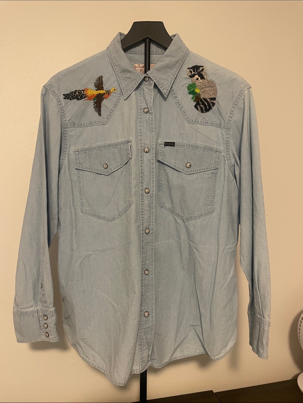 Women’s embroidered chambray shirt - sold out embroidery pattern